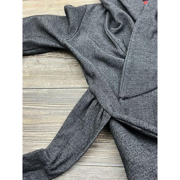Akira Chicago Red Label Gray Wrap Belted Jacket W/Hood 3/4 Sleeves Women's Small - Picture 8 of 11